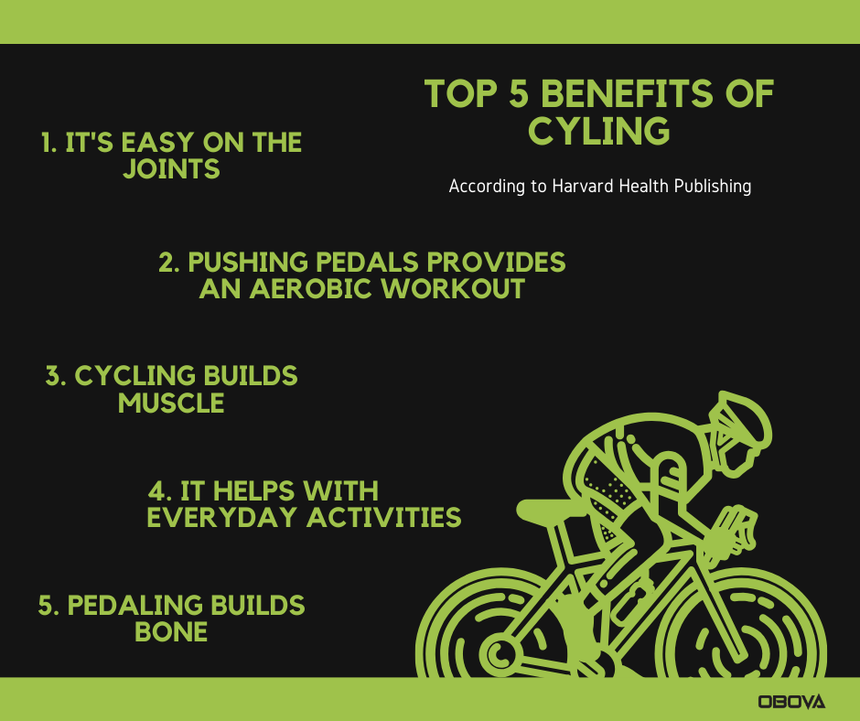 top five benefits cycling infographic