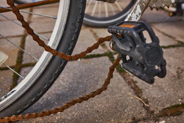 Rusty bike chain repair old bike chain daytime